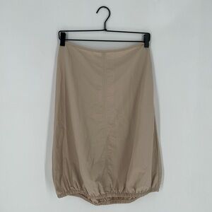 Zara Nylon Balloon Cinched Elastic Hem Relaxed High Rise Midi Skirt